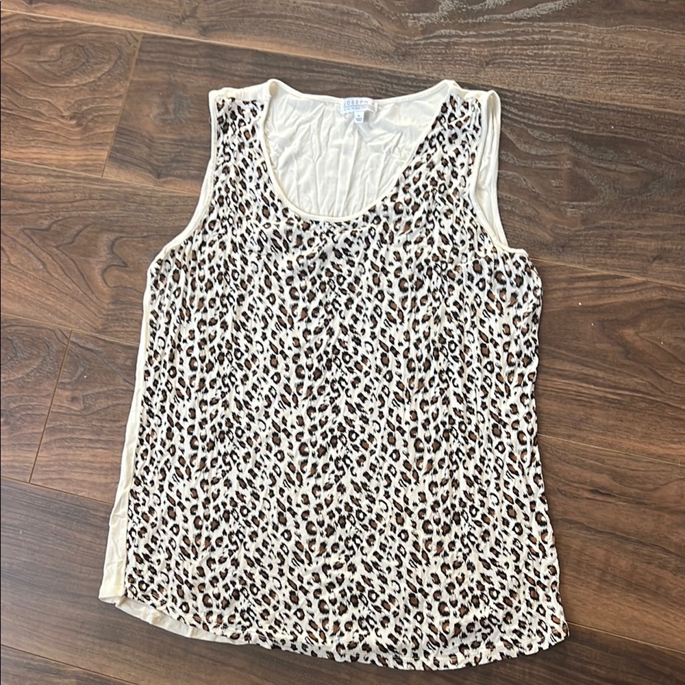 Joseph Cream and Black Leopard Print Tank Top